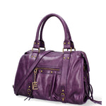 Borsa a Spalla in Genuine Printed Suede Leather Viola
