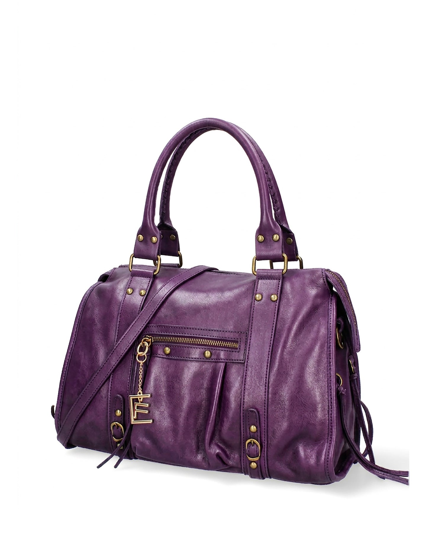 Borsa a Spalla in Genuine Printed Suede Leather Viola