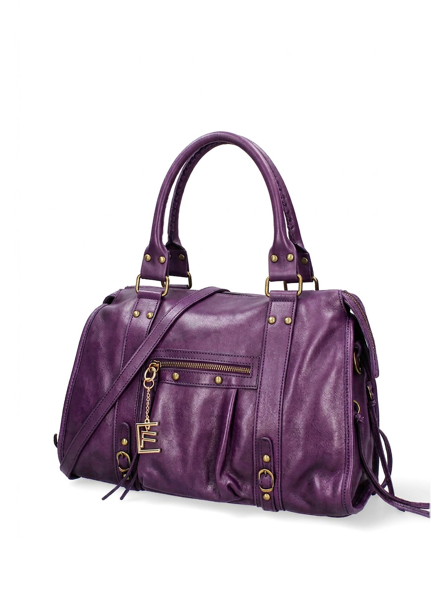 Borsa a Spalla in Genuine Printed Suede Leather Viola