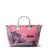 Borsa a Mano in Cotone Multicolore e Grigio