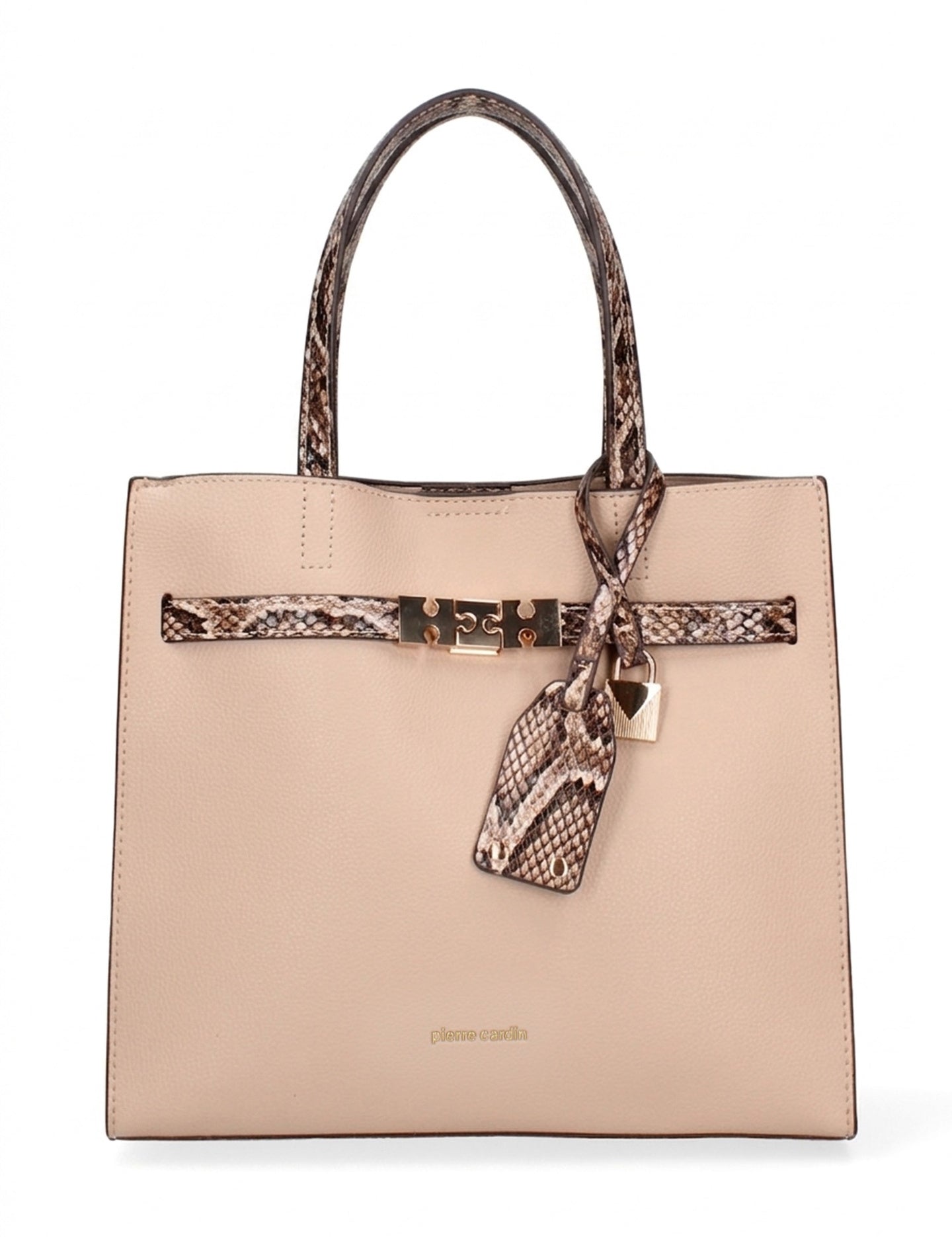 Borsa a Mano in Pelle Vegana Taupe Pierre Cardin