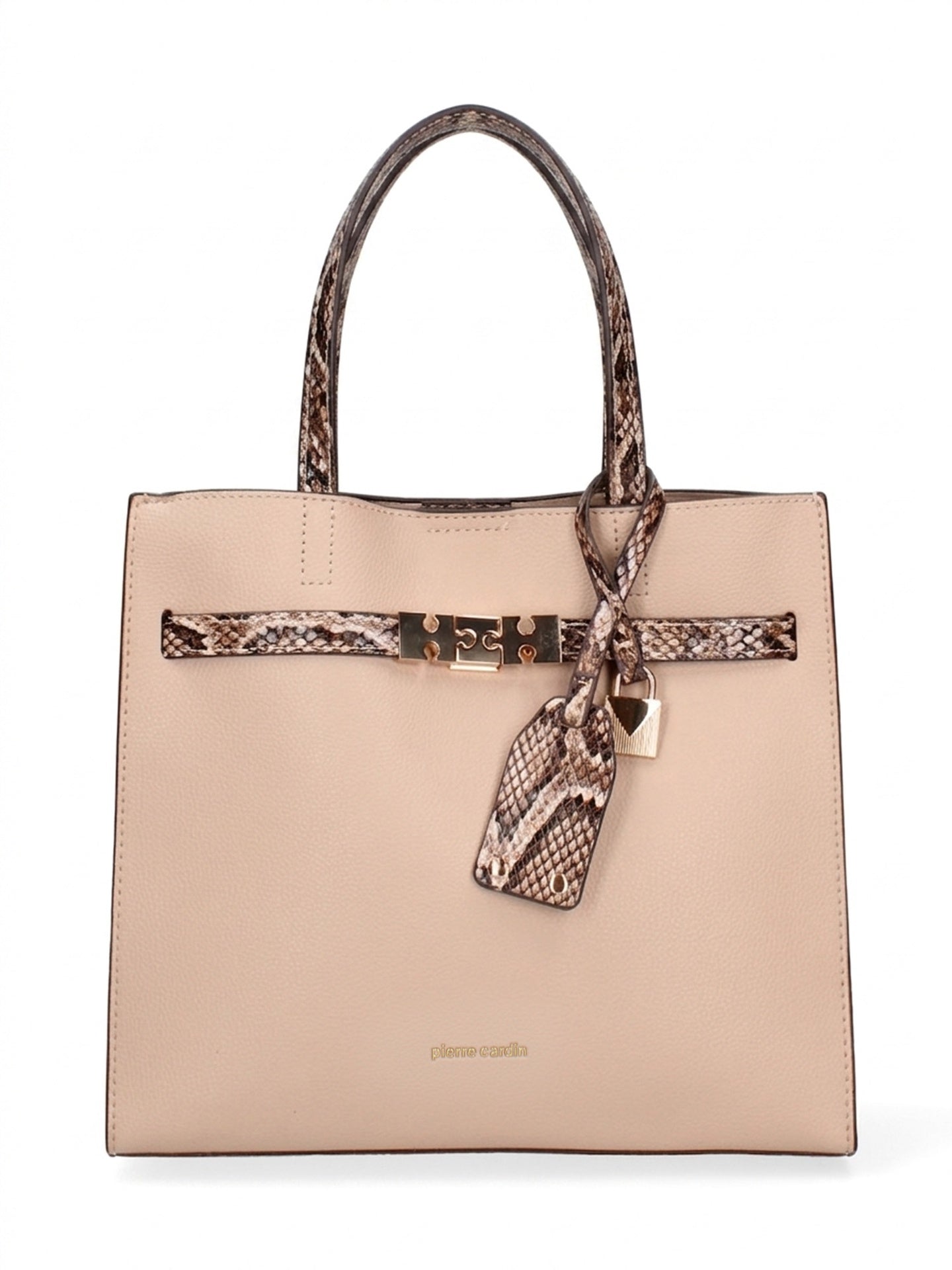 Borsa a Mano in Pelle Vegana Taupe Pierre Cardin