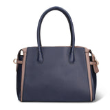 Handtasche aus veganem Leder in Blau und Taupe