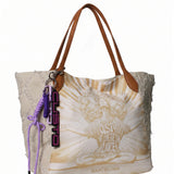 Borsa a Mano in Pelle Vegana Panna