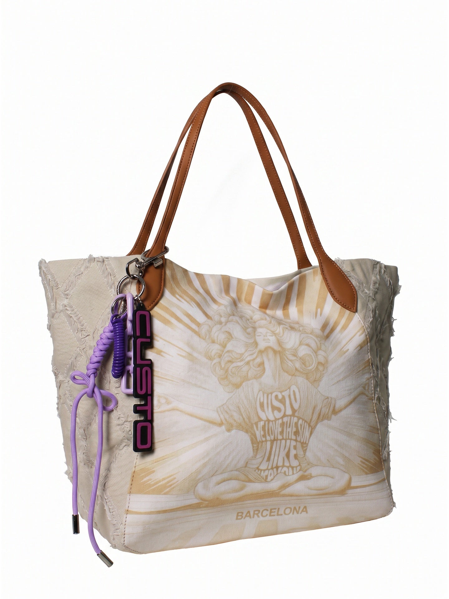 Borsa a Mano in Pelle Vegana Panna
