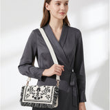Borsa a Spalla in Cotone Nero