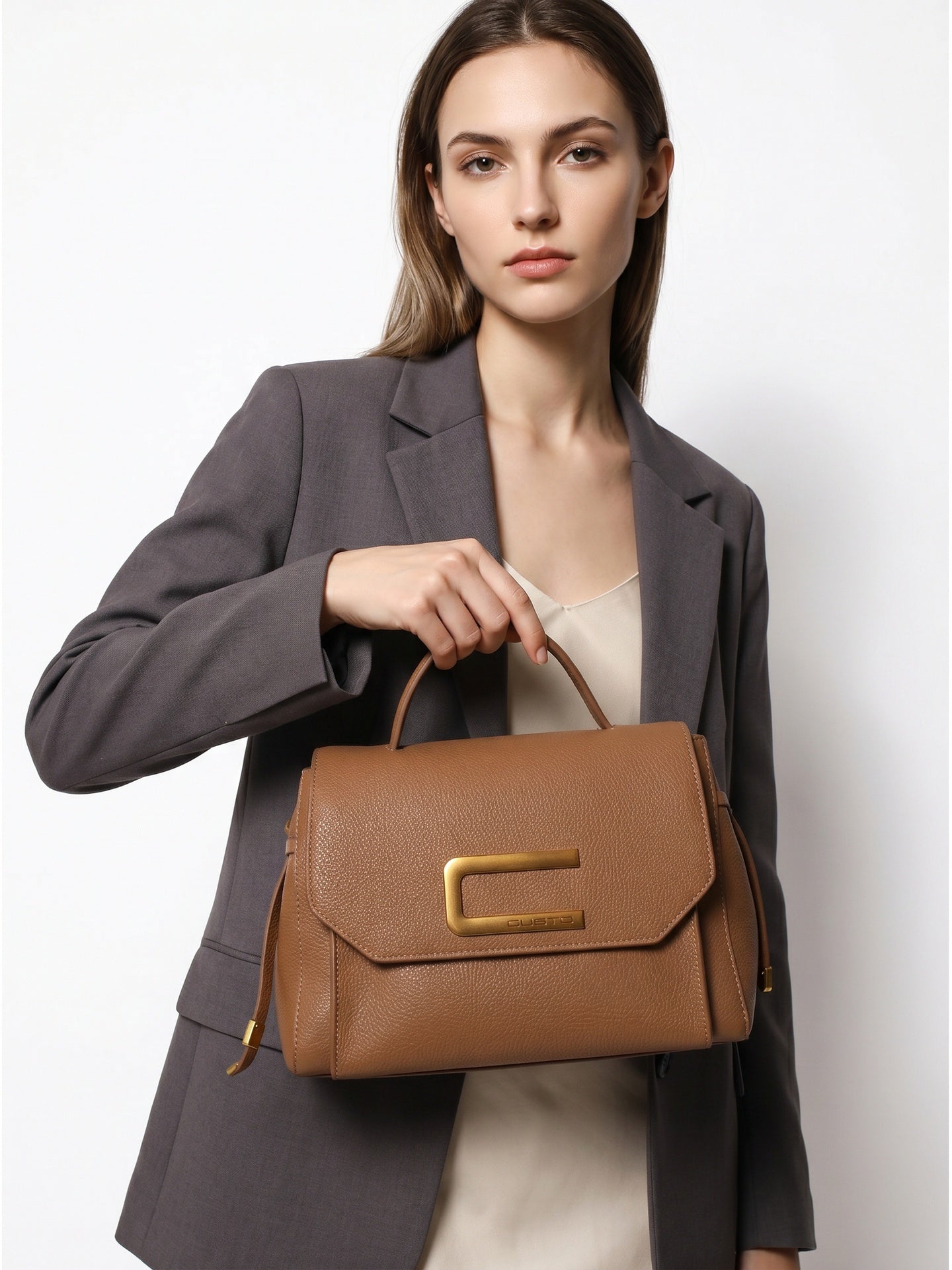 Borsa a Mano in Pelle Vegana Cuoio