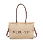 Borsa a Mano in Woven Straw Marrone