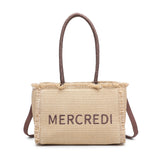 Borsa a Mano in Woven Straw Marrone