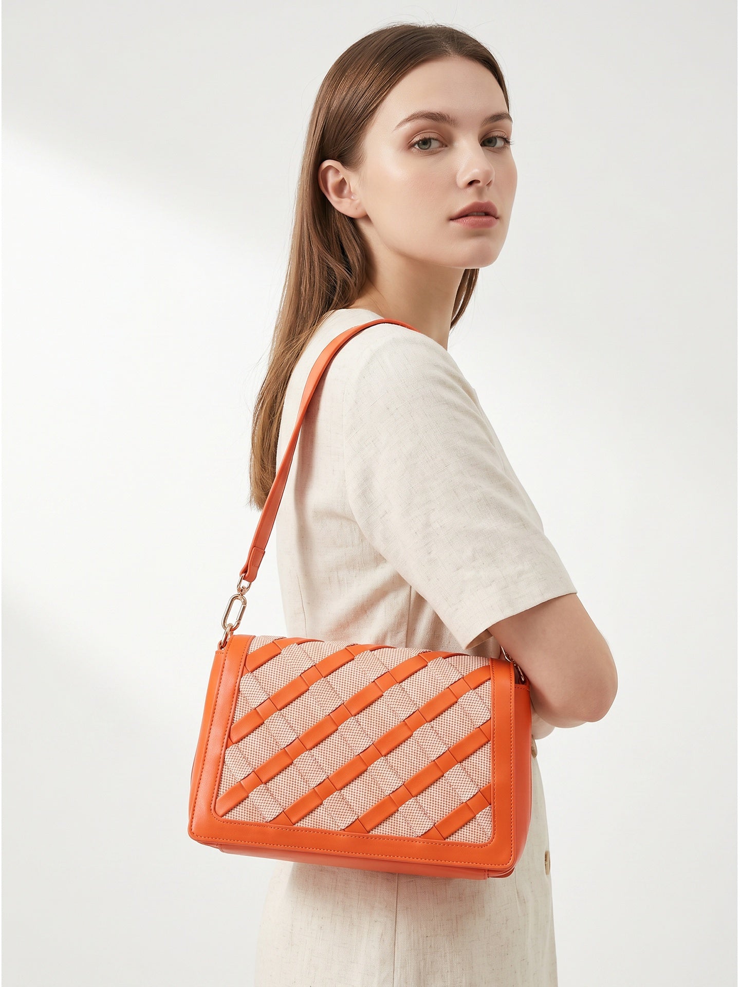 Borsa a Spalla in Pelle Vegana Arancione