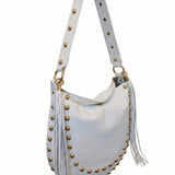 Borsa a Spalla in Dollaro Leather Bianco