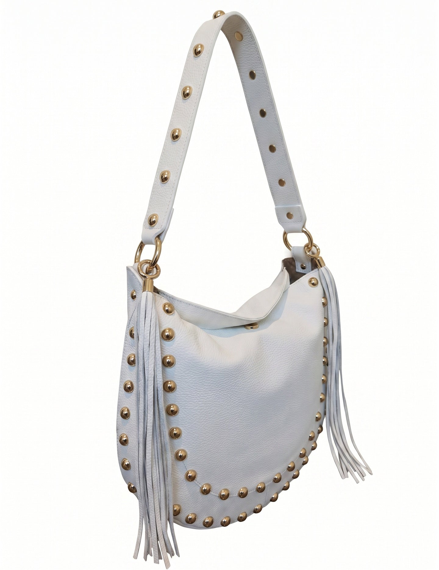 Borsa a Spalla in Dollaro Leather Bianco
