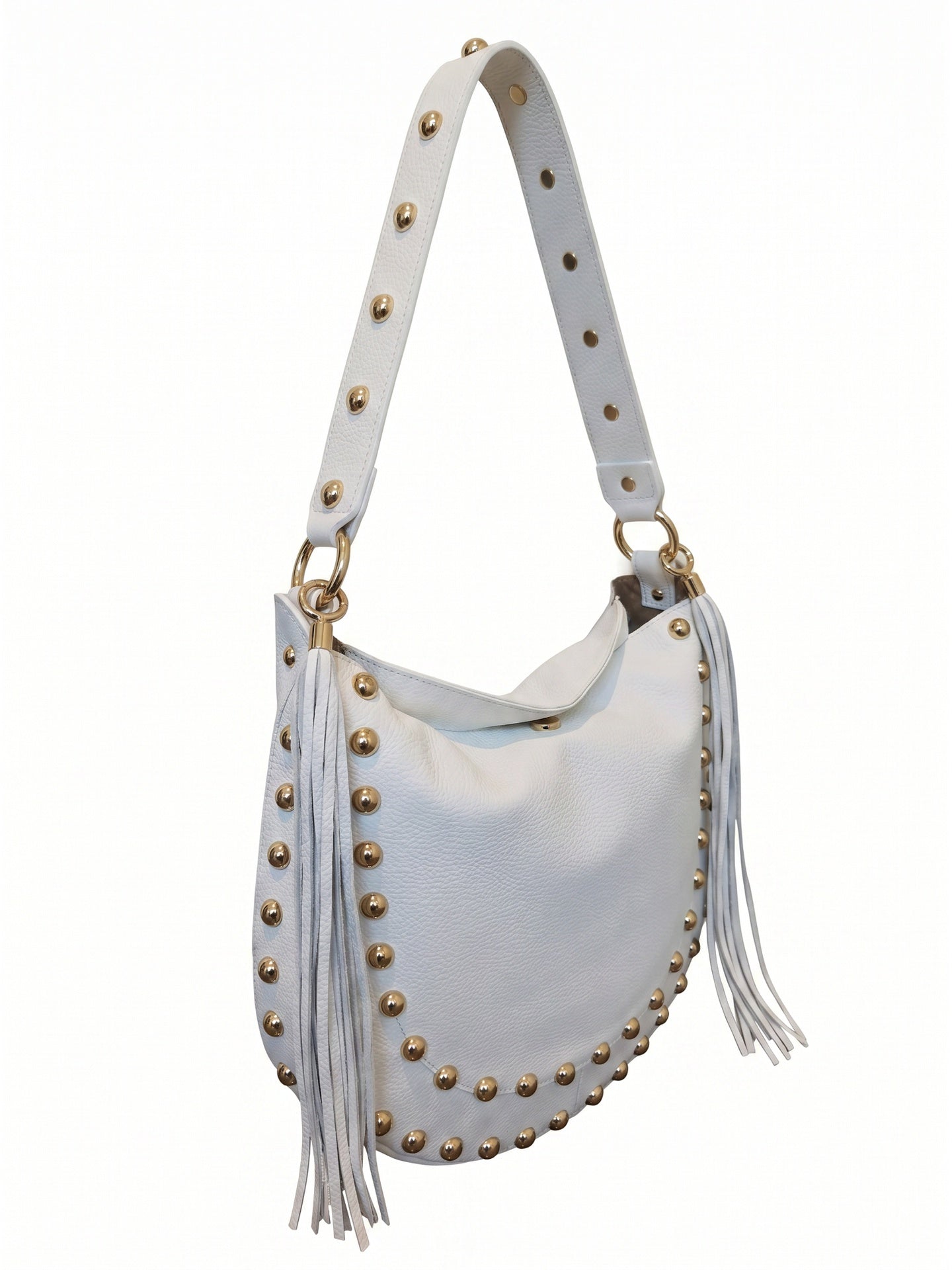 Borsa a Spalla in Dollaro Leather Bianco
