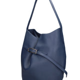 Borsa a Mano in Vera Pelle Blu Jeans