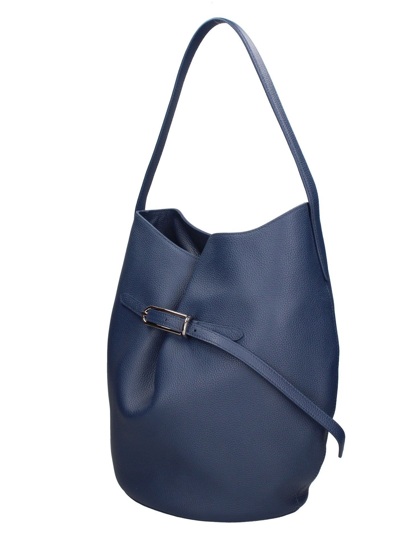 Borsa a Mano in Vera Pelle Blu Jeans