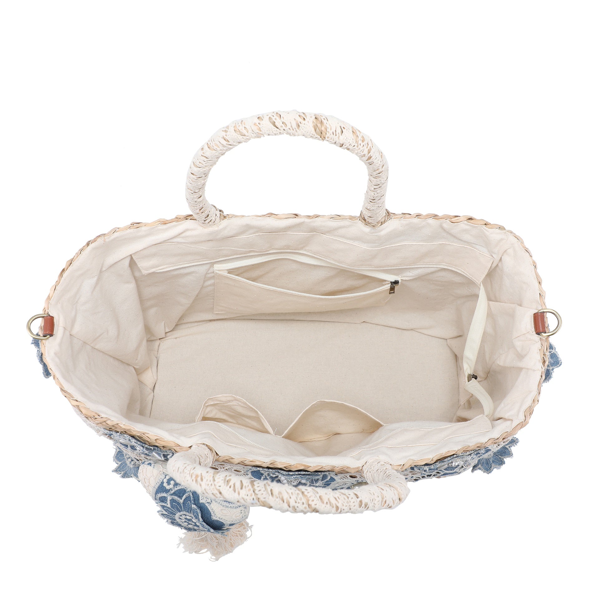 Borsa Shopper in Rattan Blu