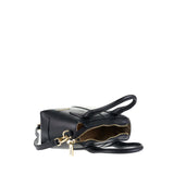 Bolso de mano de piel auténtica negra
