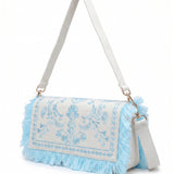 Borsa a Spalla in Cotone Blu