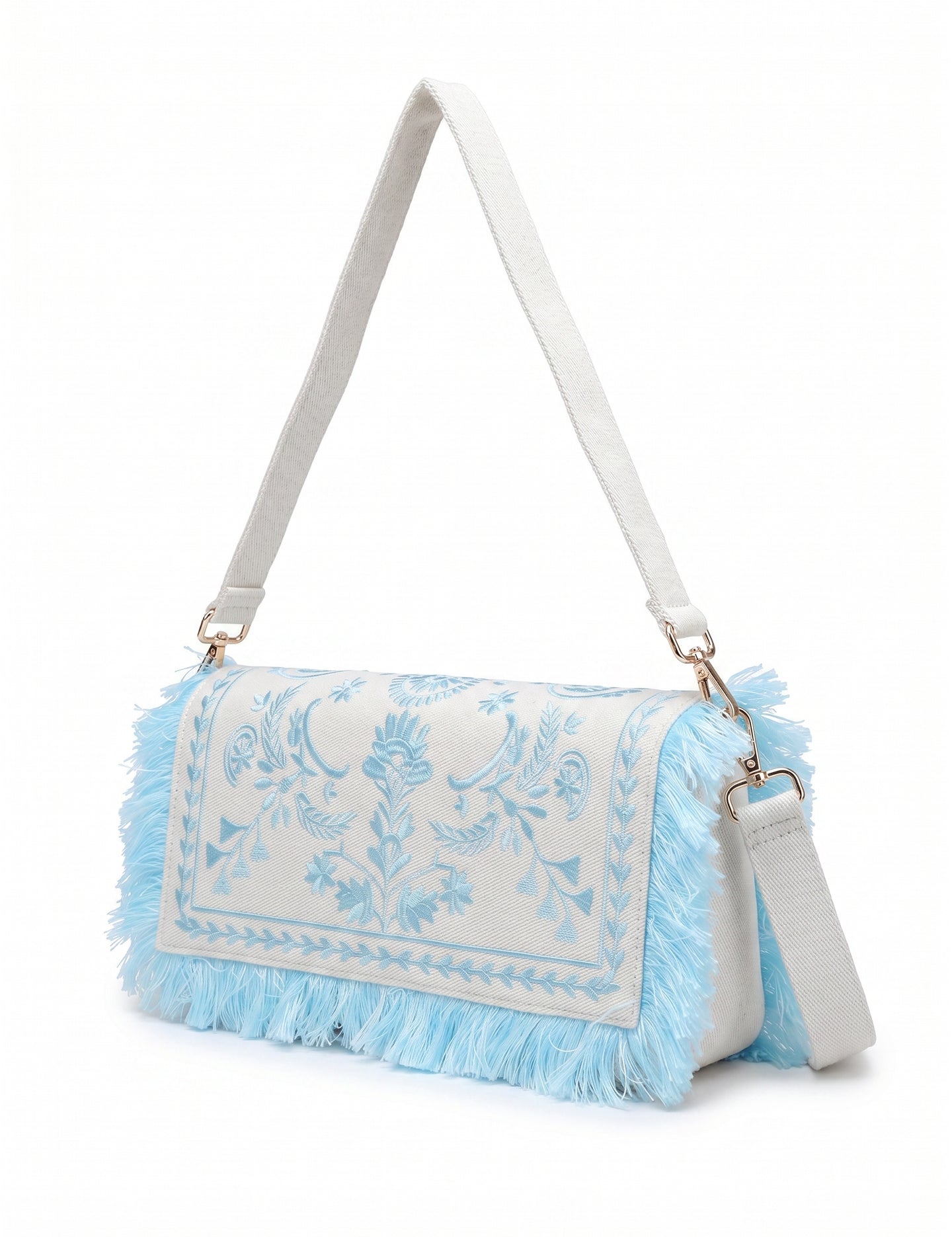 Borsa a Spalla in Cotone Blu
