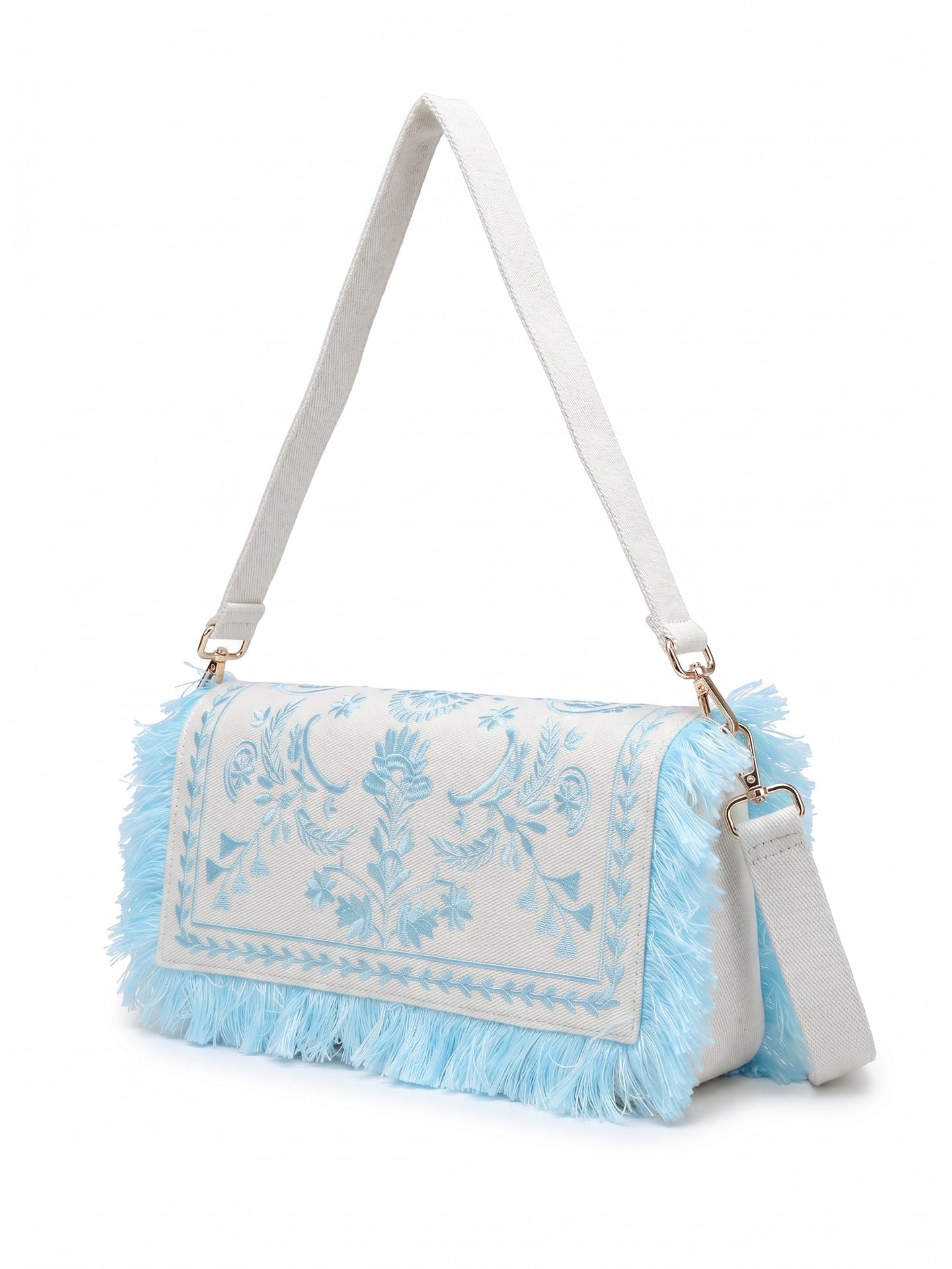 Borsa a Spalla in Cotone Blu