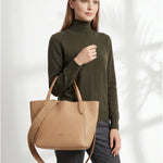 Borsa a Mano in Pelle Vegana Beige
