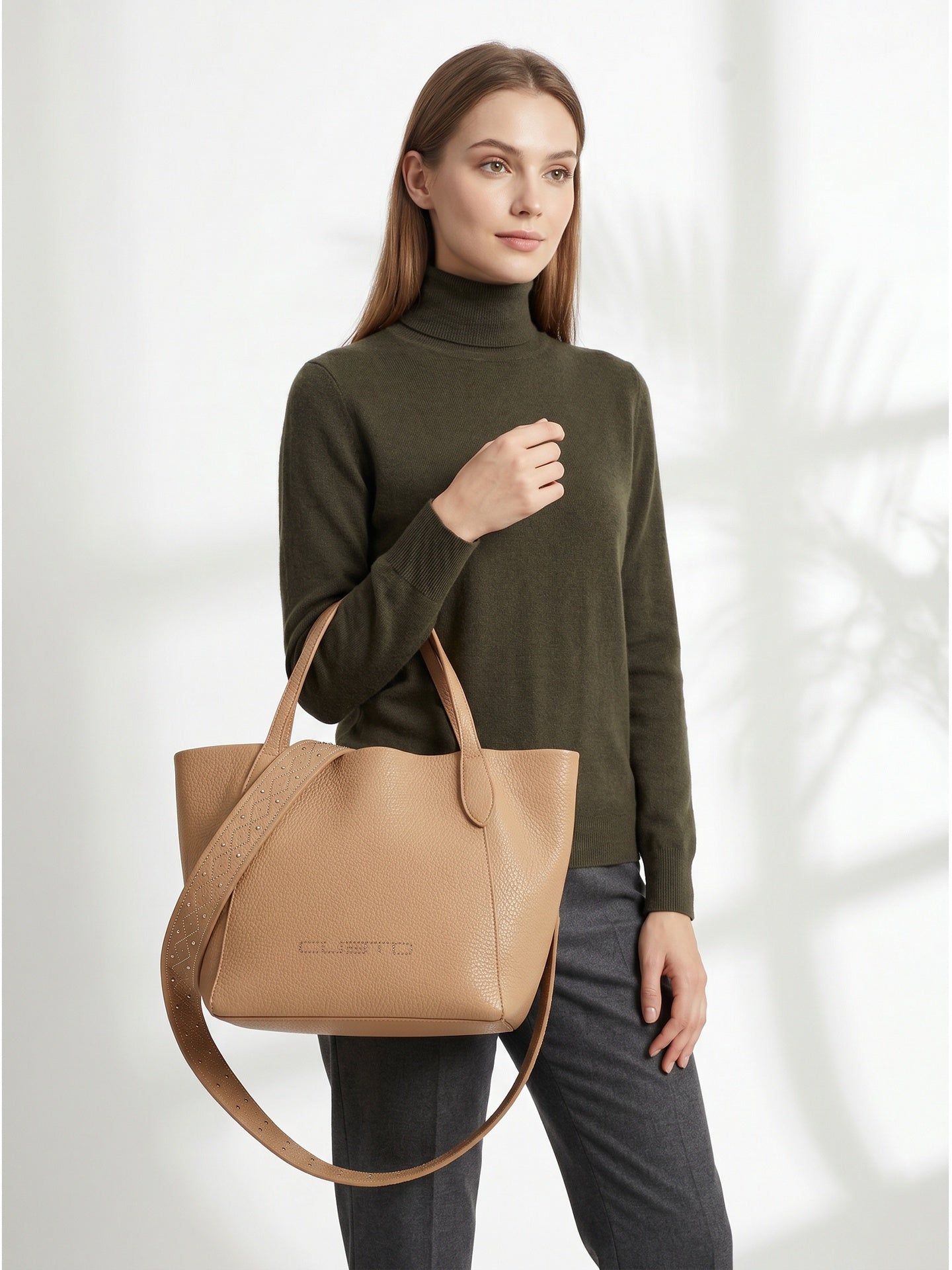 Borsa a Mano in Pelle Vegana Beige