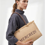 Borsa a Mano in Woven Straw Marrone