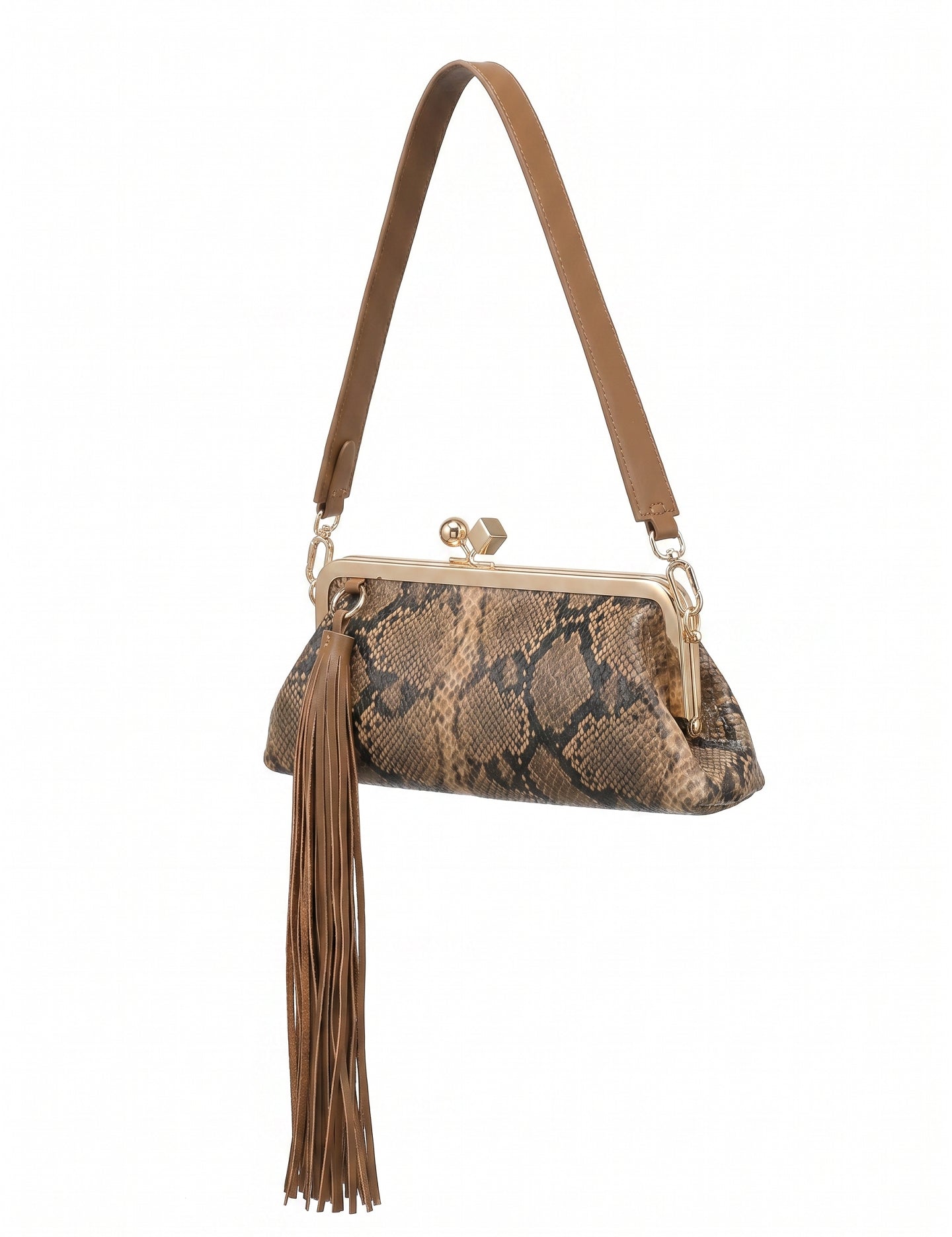 Borsa a Spalla in Pelle Vegana Marrone