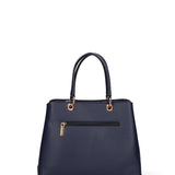 Blaue Schultertasche aus veganem Leder