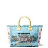Borsa a Mano in Cotone Multicolore e Giallo Chiaro