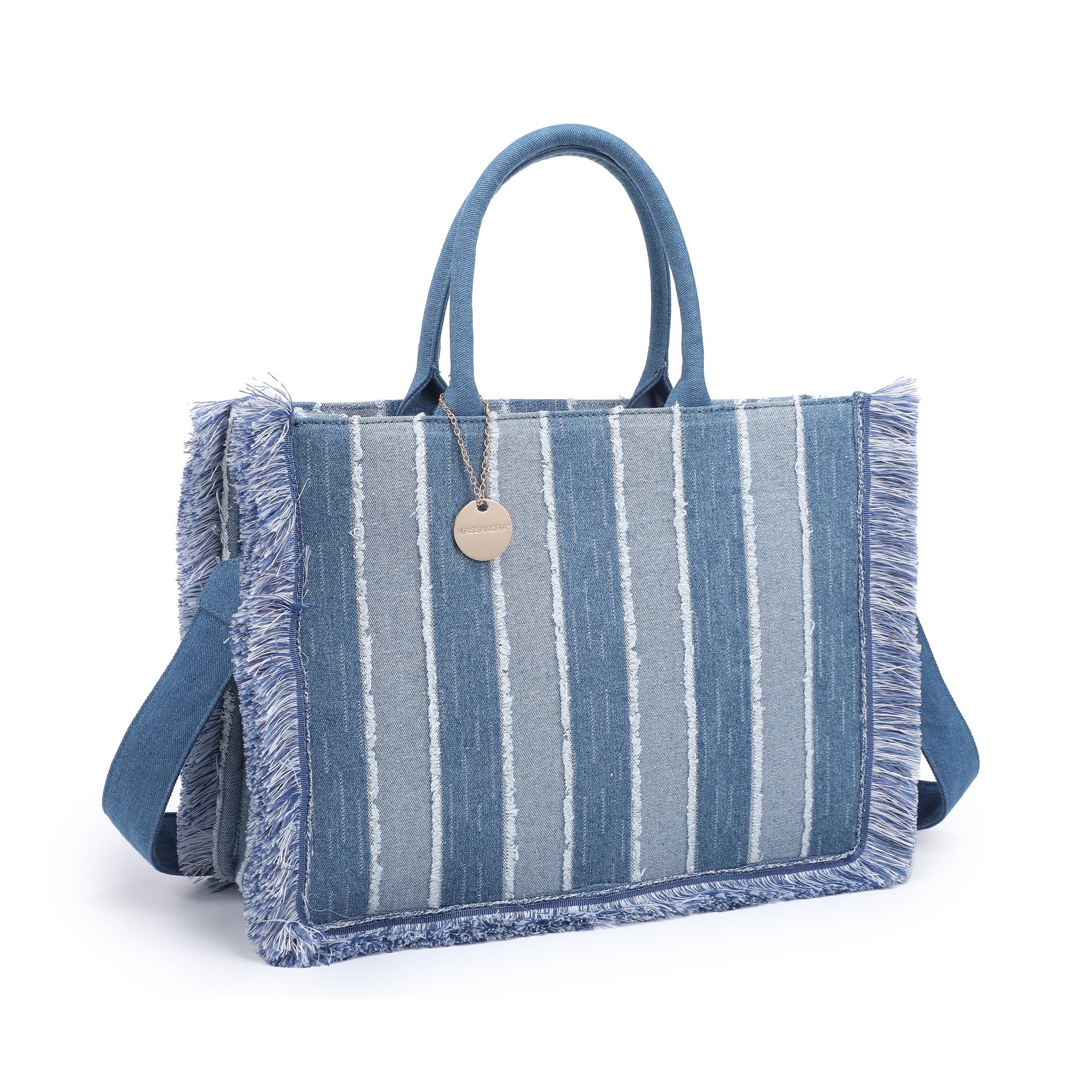 Borsa a Tracolla in Poliestere Blu e Bianco