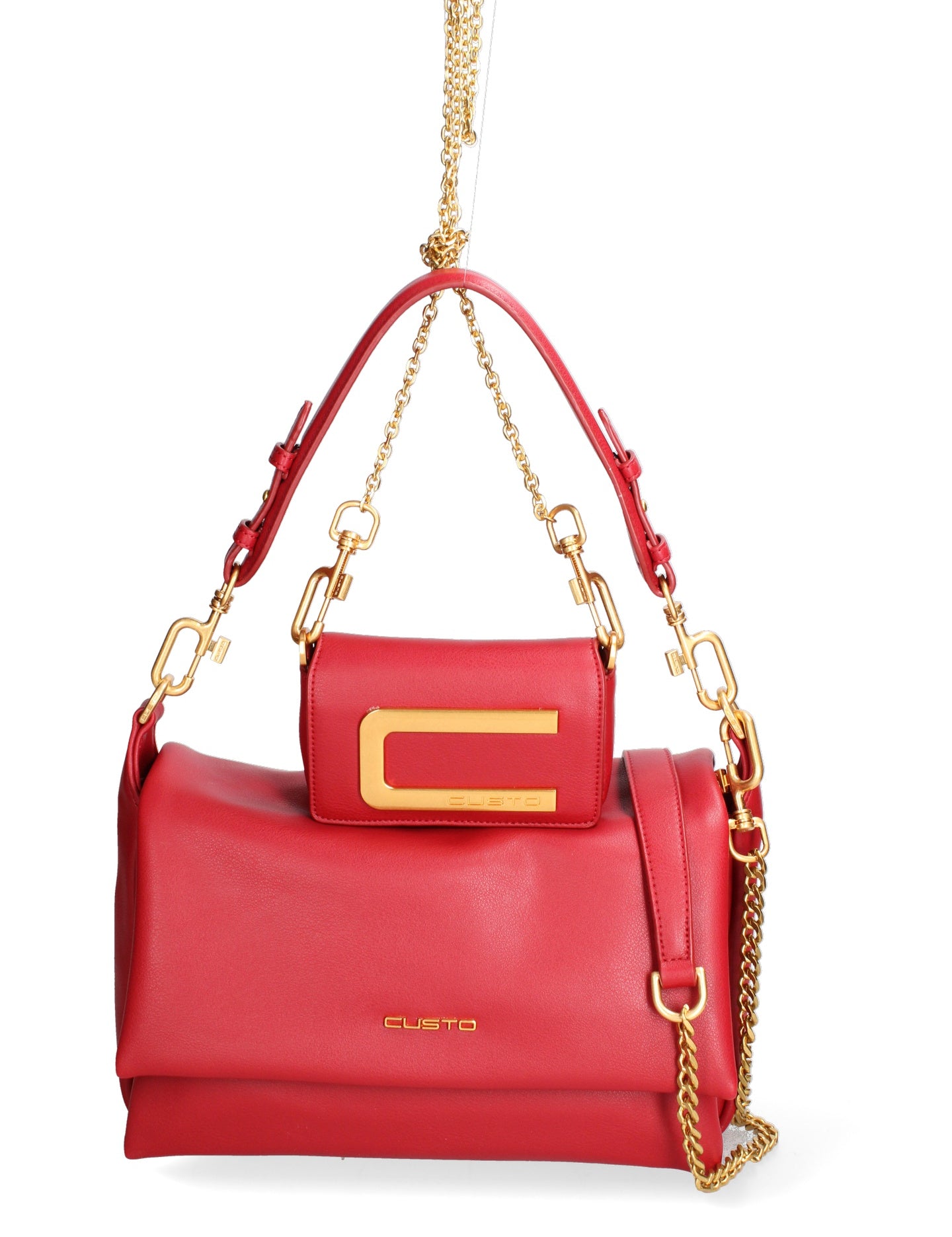 Kit borsa a spalla più tracolla CUSTO - Rosso