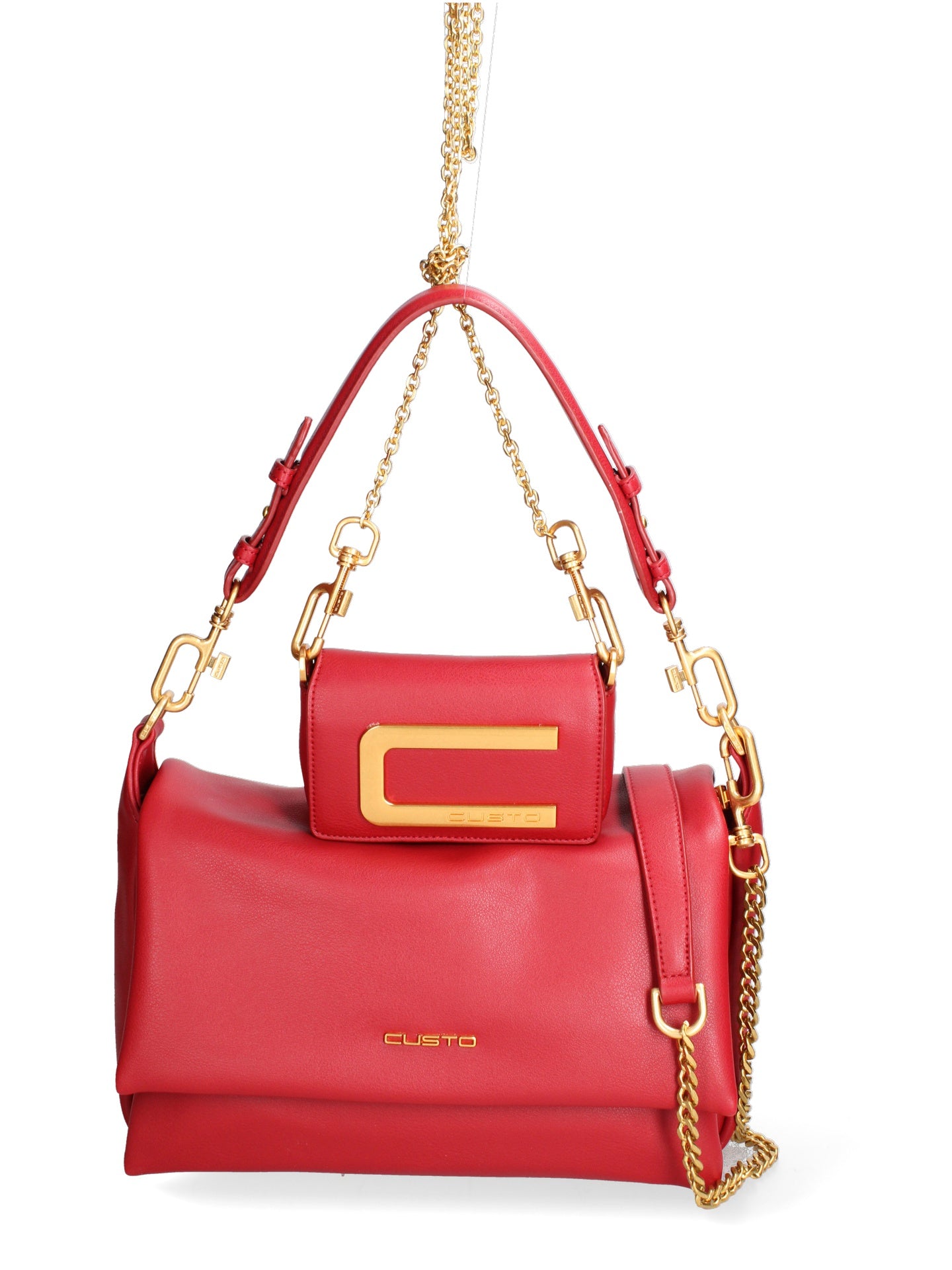 Kit borsa a spalla più tracolla CUSTO - Rosso