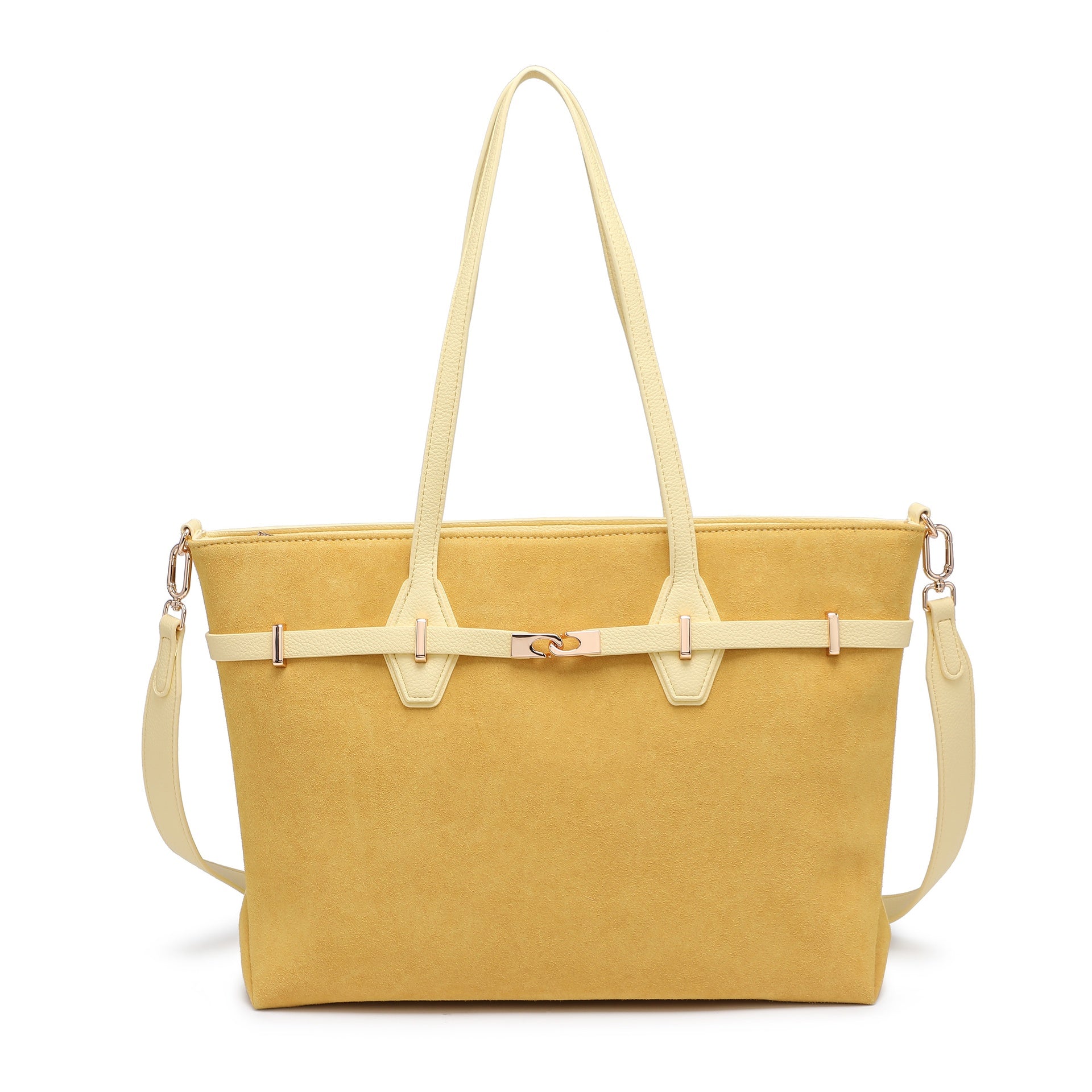 Borsa a Mano in Pelle Vegana Giallo