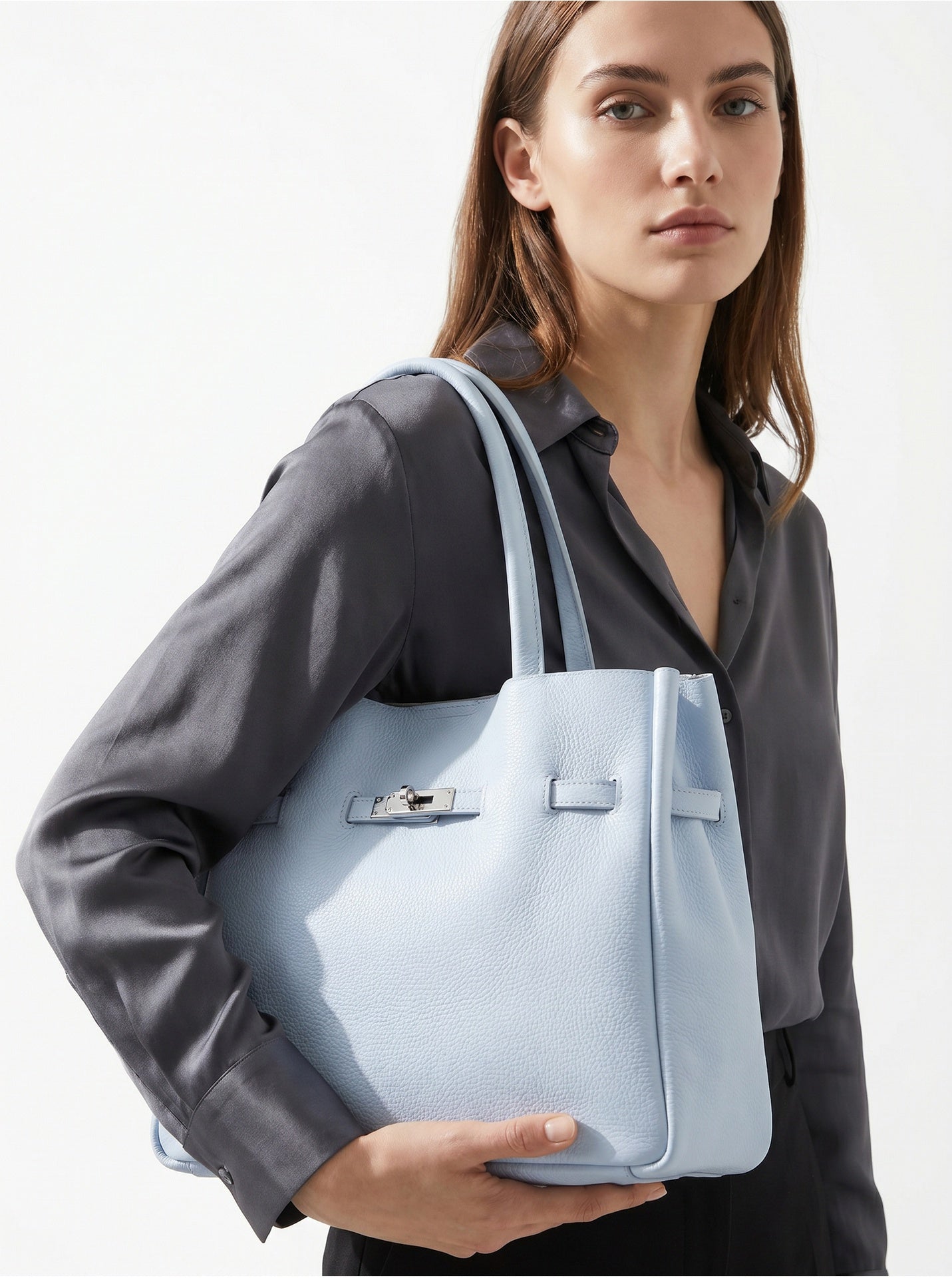Borsa a Tracolla in Dollaro Leather Azzurro