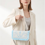 Borsa a Spalla in Cotone Blu