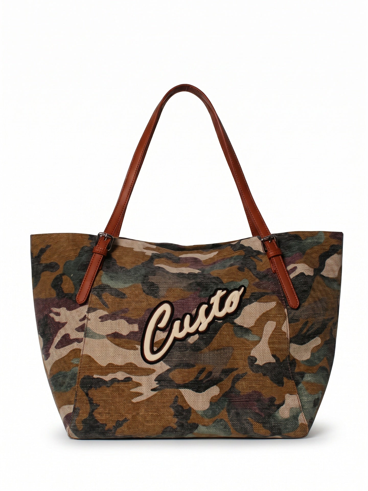 Borsa a Mano in Pelle Vegana Verde Militare