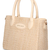 Beige Handtasche aus veganem Leder