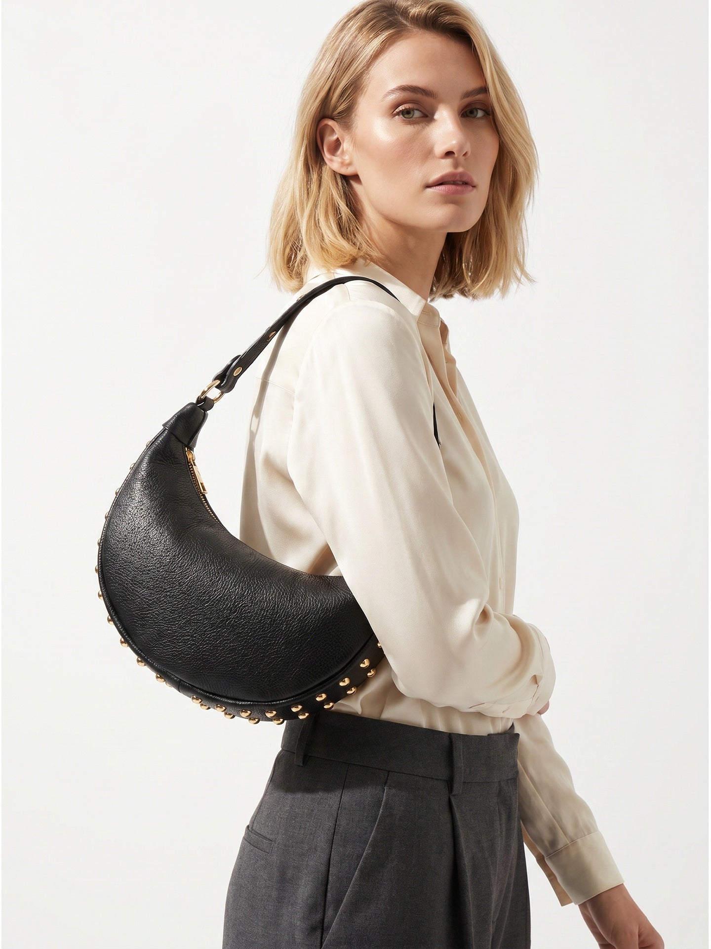 Borsa a Tracolla in Dollaro Leather Nero