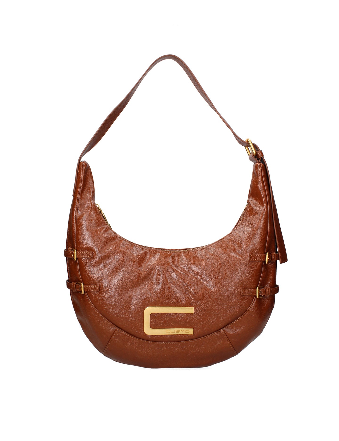 Borsa a spalla CUSTO - Marrone scuro