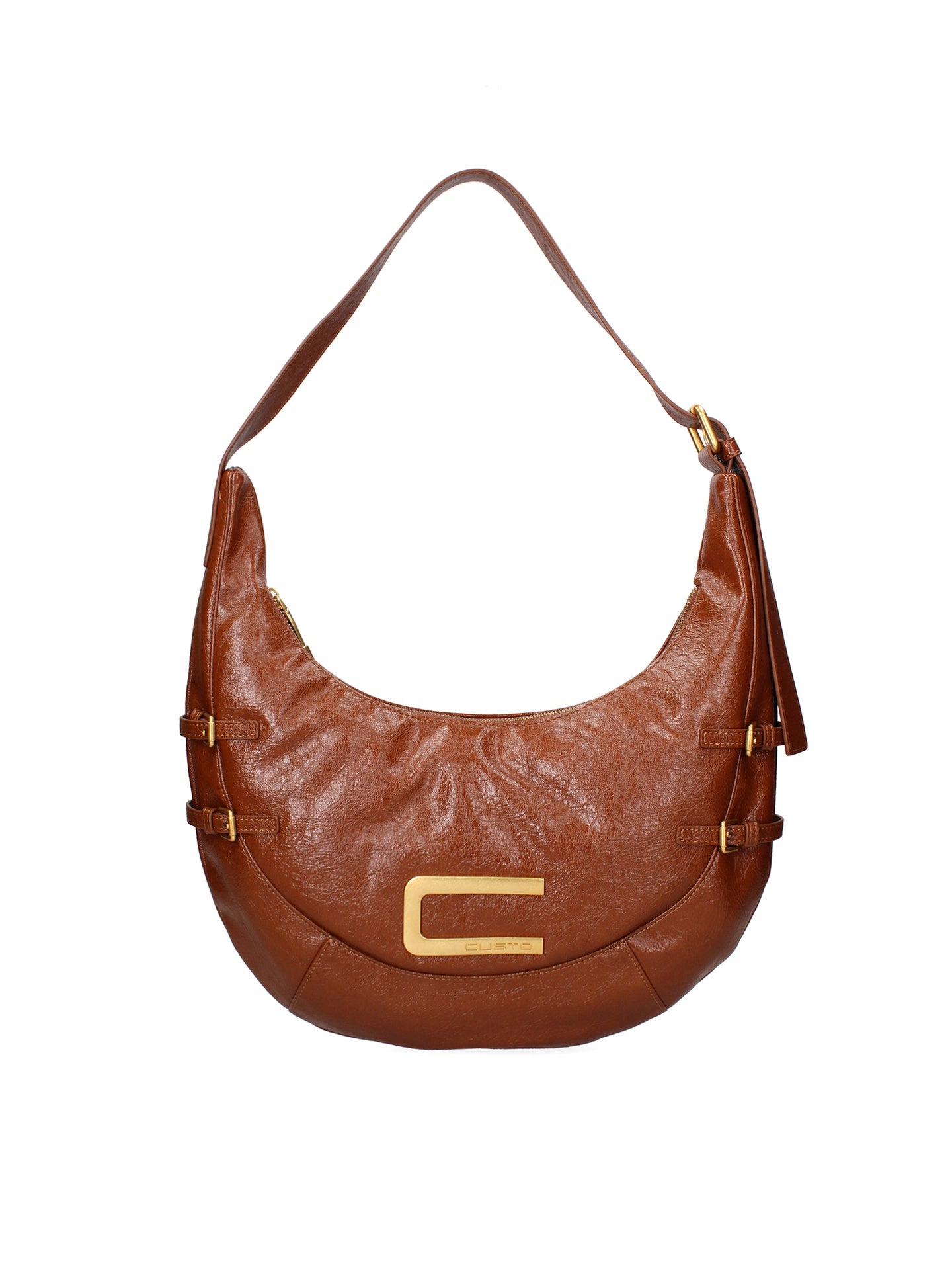 Borsa a spalla CUSTO - Marrone scuro