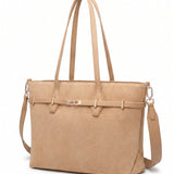 Borsa a Mano in Pelle Vegana Marrone