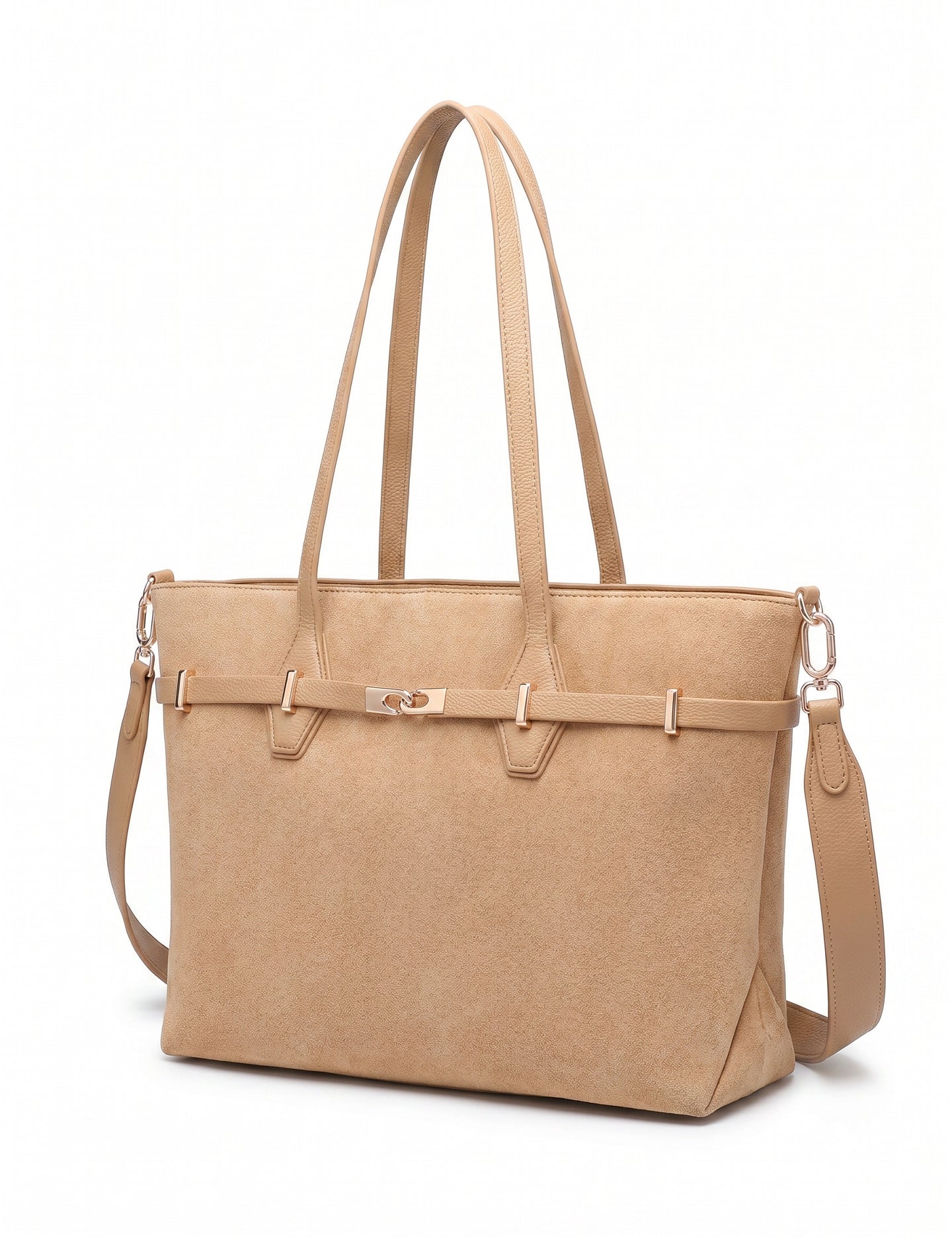 Borsa a Mano in Pelle Vegana Marrone