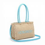 Borsa a Mano in Woven Straw Blu