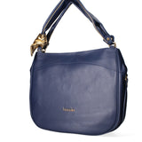 Borsa a Spalla in Vera Pelle Blu