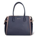 Borsa a Mano in Pelle Vegana Blu e Taupe Pierre Cardin