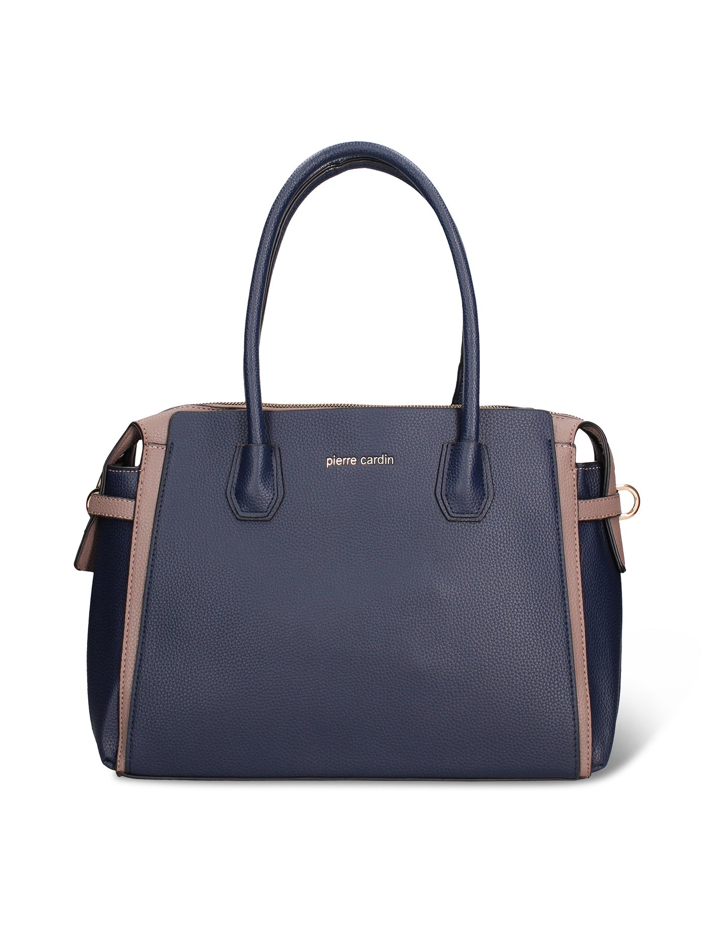 Borsa a Mano in Pelle Vegana Blu e Taupe Pierre Cardin