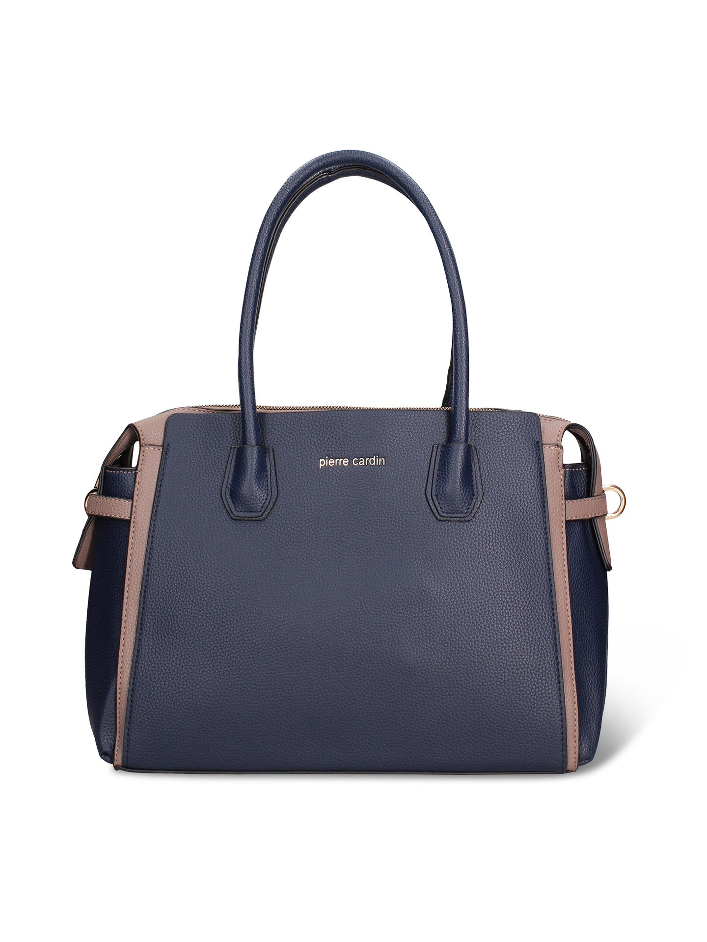 Borsa a Mano in Pelle Vegana Blu e Taupe Pierre Cardin