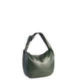 Dunkelgrüne Schultertasche aus echtem Leder