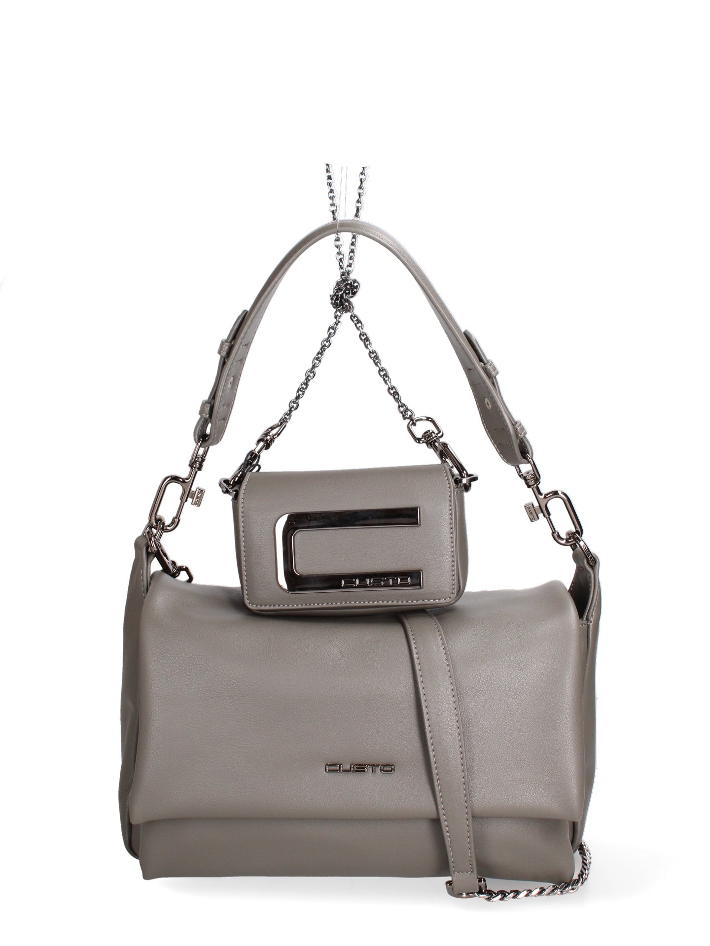 Kit borsa a spalla più tracolla CUSTO - Grigio